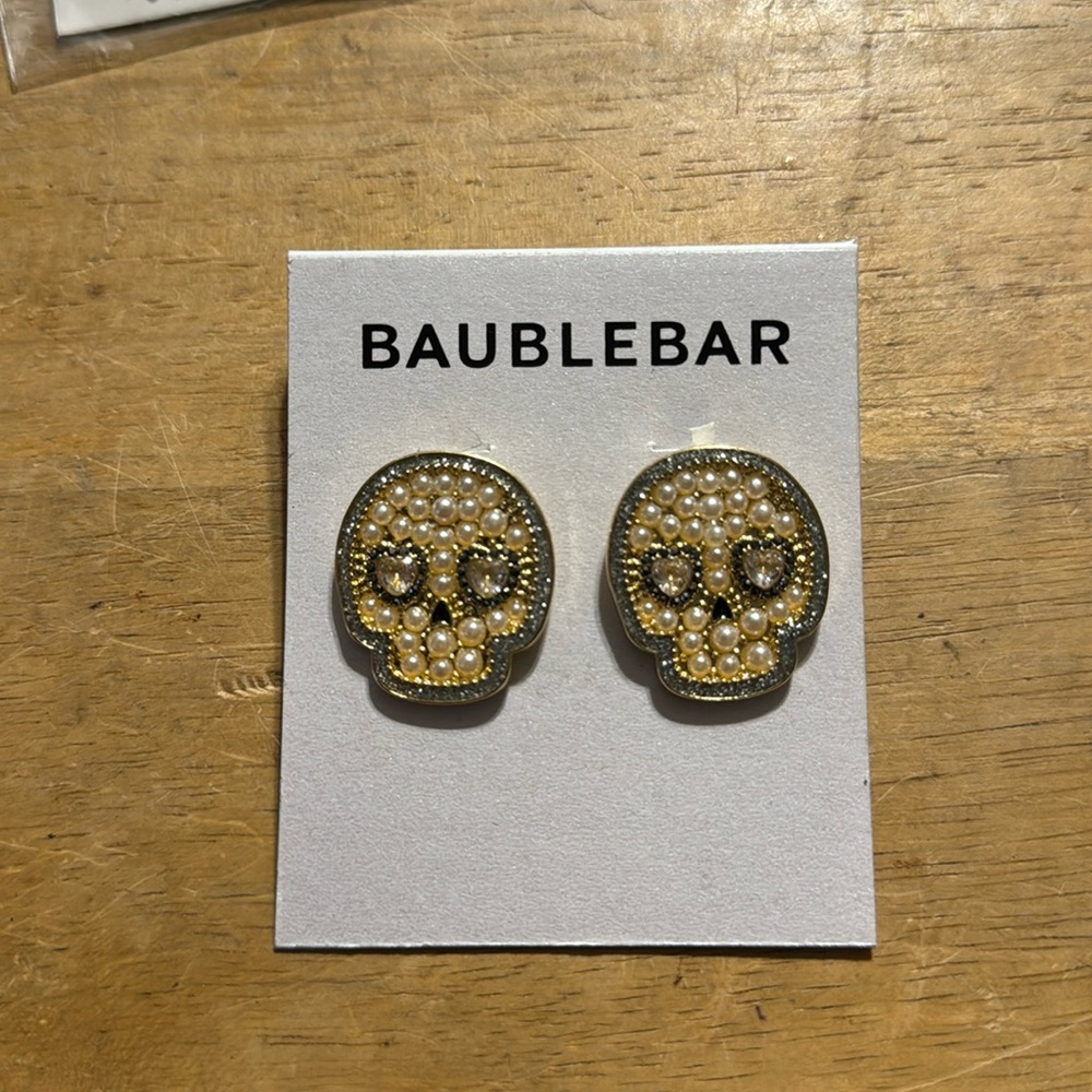 Baublebar Skull Faux Pearl, Rhinestone Statement Earrings